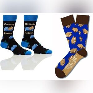 NWT TWO LEFT FEET, YO SOX. S’MORES, COUCH POTATO TROUSER SOCKS